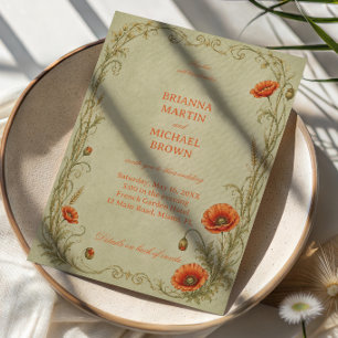 Invitation Botanique Poppy Vintage