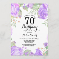 Botanique Purple Floral 70e anniversaire Invitatio