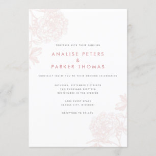 Invitation Botanique rose vintage lunatique