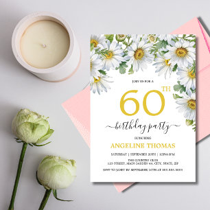 Invitation Botanique Rustique Blanc Daisy Floral Anniversaire