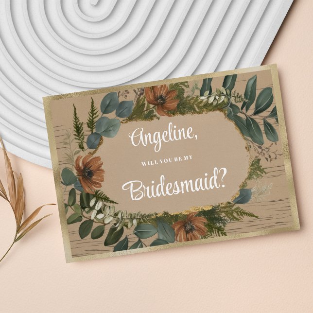 Invitation Botanique rustique boisée florale Bridesmaid (Botanical rustic woodland floral Bridesmaid )