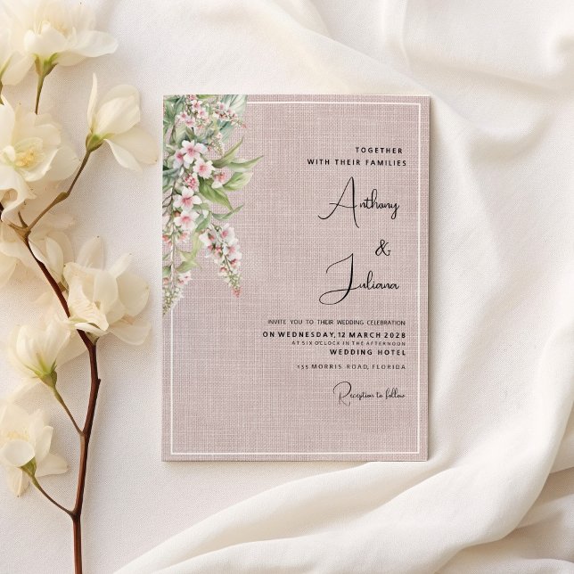 Invitation Botanique rustique rousse menthe rose Mariage flor (Botanical rustic blush pink mint floral Wedding)