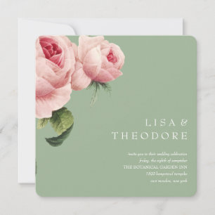 Invitation Botanique   Sage Vintage rose Mariage