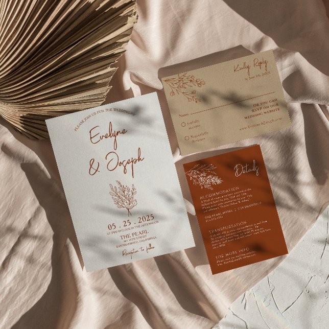 Invitation Botanique Terracotta Floral Boho Mariage unique (Créateur téléchargé)