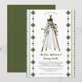 Invitation Botanique verte Tribal Boho Teepee