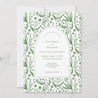 Invitation Botaniques classiques élégants en Mariage vert Sag