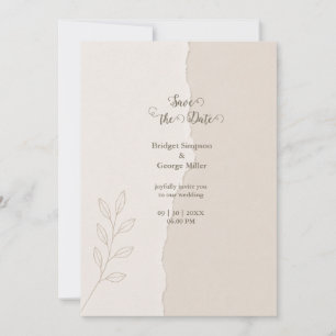 Invitation Botaniques de mariage minimalistes en papier déchi