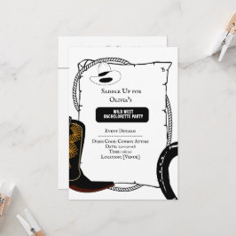 Invitation Botte blanche et noire Casquette bottes Bacheloret