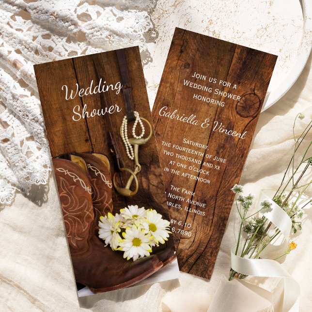 Invitation Botte de cowboy Daisers Horse Bit Wedding shower (Créateur téléchargé)