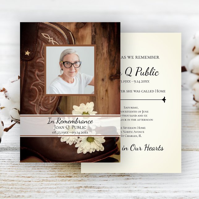 Invitation Botte de cowboy de la marguerite blanche Anniversa (Créateur téléchargé)