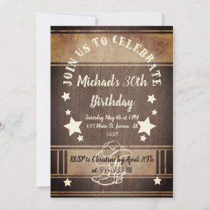 Invitation Botte de cowboy et casquette avec invité d'anniver