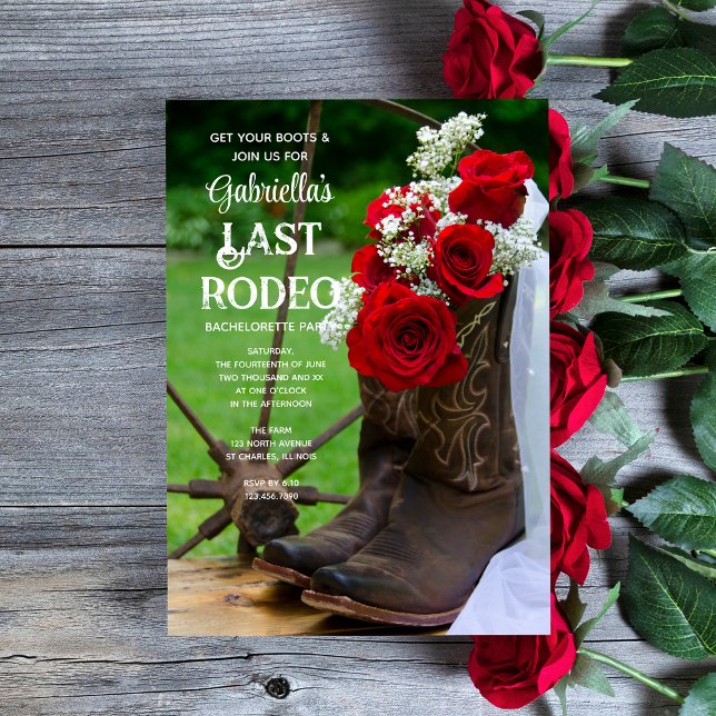 Invitation Botte de Cowboy rose Dernière Rodéo Bachelorette P (Créateur téléchargé)