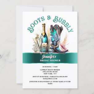 Invitation Botte de cowboy turquoise occidental vintage bulle