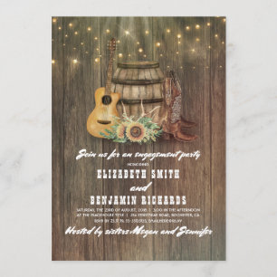 Invitation Botte de cowboy Vin Baril Pays Partie d'engagement