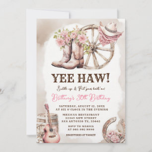 Invitation Botte de cowgirl rustique florale occidentale anni