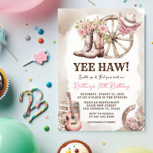 Invitation Botte de cowgirl rustique florale occidentale anni