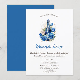 Invitation Botte de vin Bleu Dîner de répétition Rose