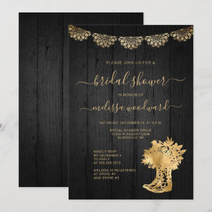 Invitation Botte en bois rustique dentelle Fête des mariées e