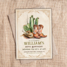 Botte occidentale vintage Cowboy Casquette et Cact