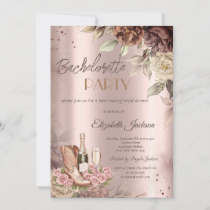Invitation Botte rose en verre de vin Bachelorette