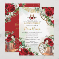 Botte rouge blanc floral Charro doux 16 Quinceañer