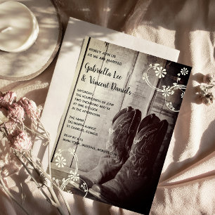 Invitation Botte rustique Cowboy Floral Pays Mariage de l'Oue