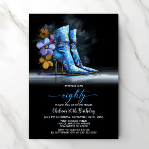 Invitation Bottes à paillettes bleues Fête d'anniversaire des