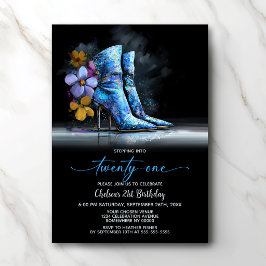 Invitation Bottes à paillettes bleues Fête d'anniversaire des
