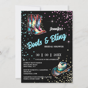 Invitation Bottes Bling cowboy bottes stetson parties scintil