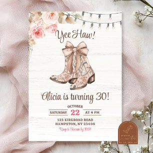 Invitation Bottes de coquette rose florale Anniversaire