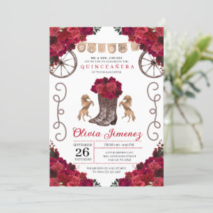 Invitation Bottes de corneille occidentale Florale rouge Quin
