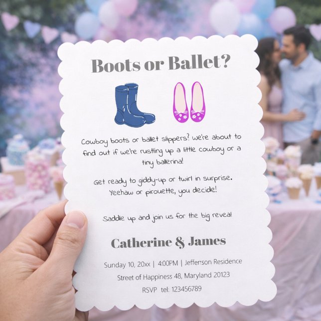 Invitation Bottes de cow-boy pour garçon ou fille Balet Révél (Créateur téléchargé)