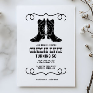 Invitation Bottes de cow-boy simples modernes pour la fête d'