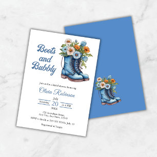 Invitation Bottes de cow-girl occidentales bleues et douche d