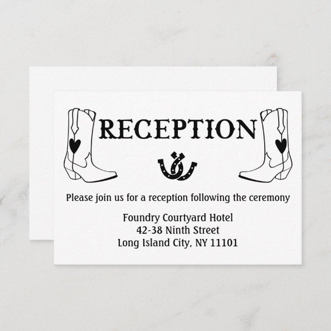 Invitation Bottes de cowboy de réception occidentale Mariage  (Devant / Derrière)