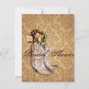 Invitation bottes de cowboy fleurie western country nuptiale