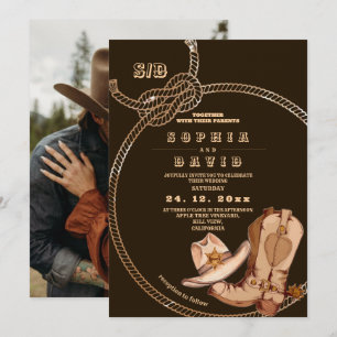 Invitation Bottes de cowboy occidentales modernes et minimali