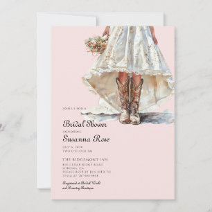Invitation Bottes de cowgirl de mariée rose douche de mariage