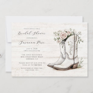 Invitation Bottes de cowgirl florales de Fête des mariées rus