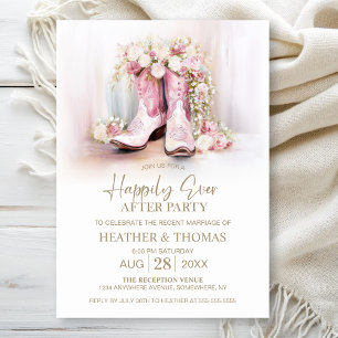 Invitation Bottes de cowgirl florales roses pour la soirée d'