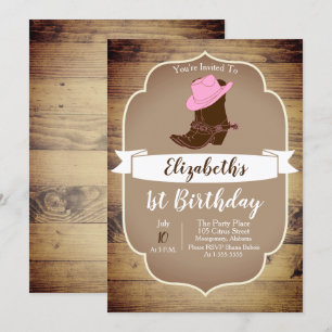 Invitation Bottes de cowgirl occidentales rustiques branchées