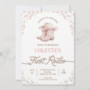 Invitation Bottes de cowgirl rose poussiéreux Premier Rodéo 1