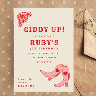 Invitation Bottes de cowgirl roses Giddy Up Pink Anniversaire