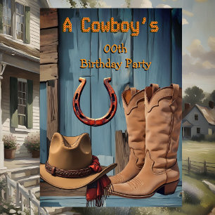 Invitation Bottes de fête d'anniversaire de cow-boy Chapeau F