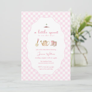 Invitation Bottes de pluie Rose Petit Germe Jardin Fête bébé 