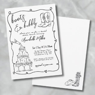 Invitation Bottes Dessinées à la Main et Réception de Mariage