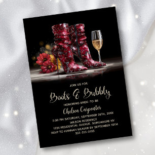 Invitation Bottes élégantes à paillettes rouges et fête pétil
