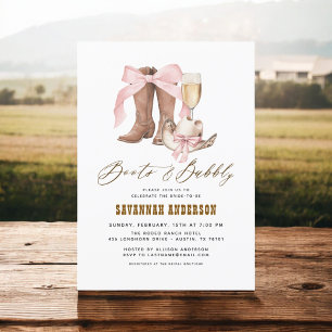 Invitation Bottes en Bow rose et Fête des mariées Bubbly West