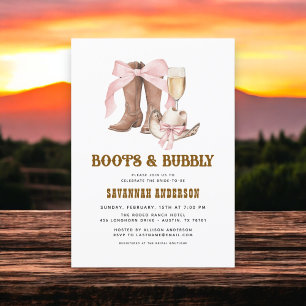 Invitation Bottes en Bow rose et Fête des mariées Bubbly West