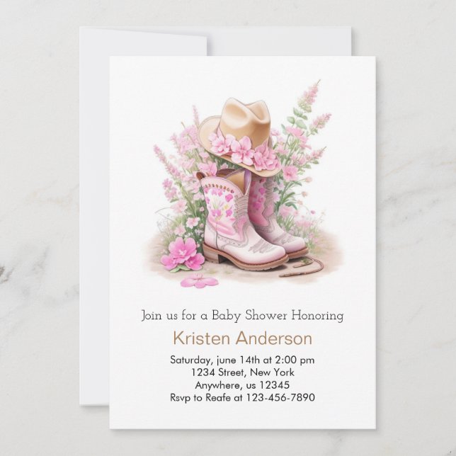 Invitation Bottes et Baby shower Casquette écolière (Devant)